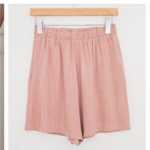 NWOT Live Sozy High Waisted Linen Lacey Short Blush